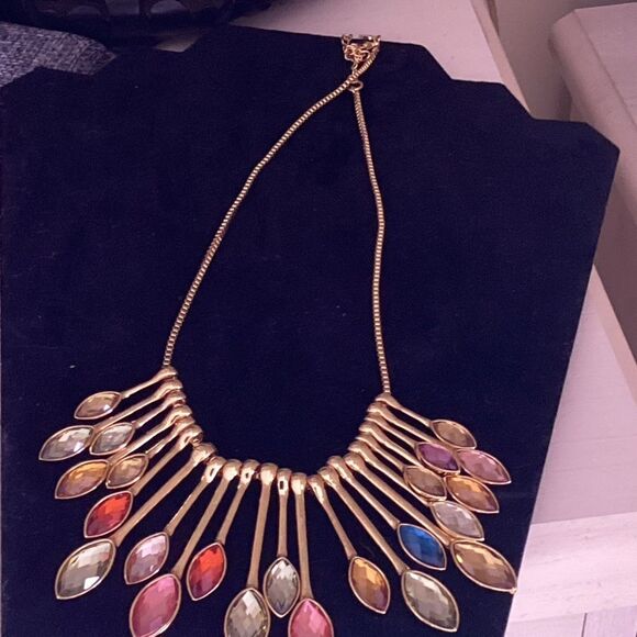 LOGO Brand Goldtone Multi-Color Faceted Crystals Necklace - Picture 8 of 9